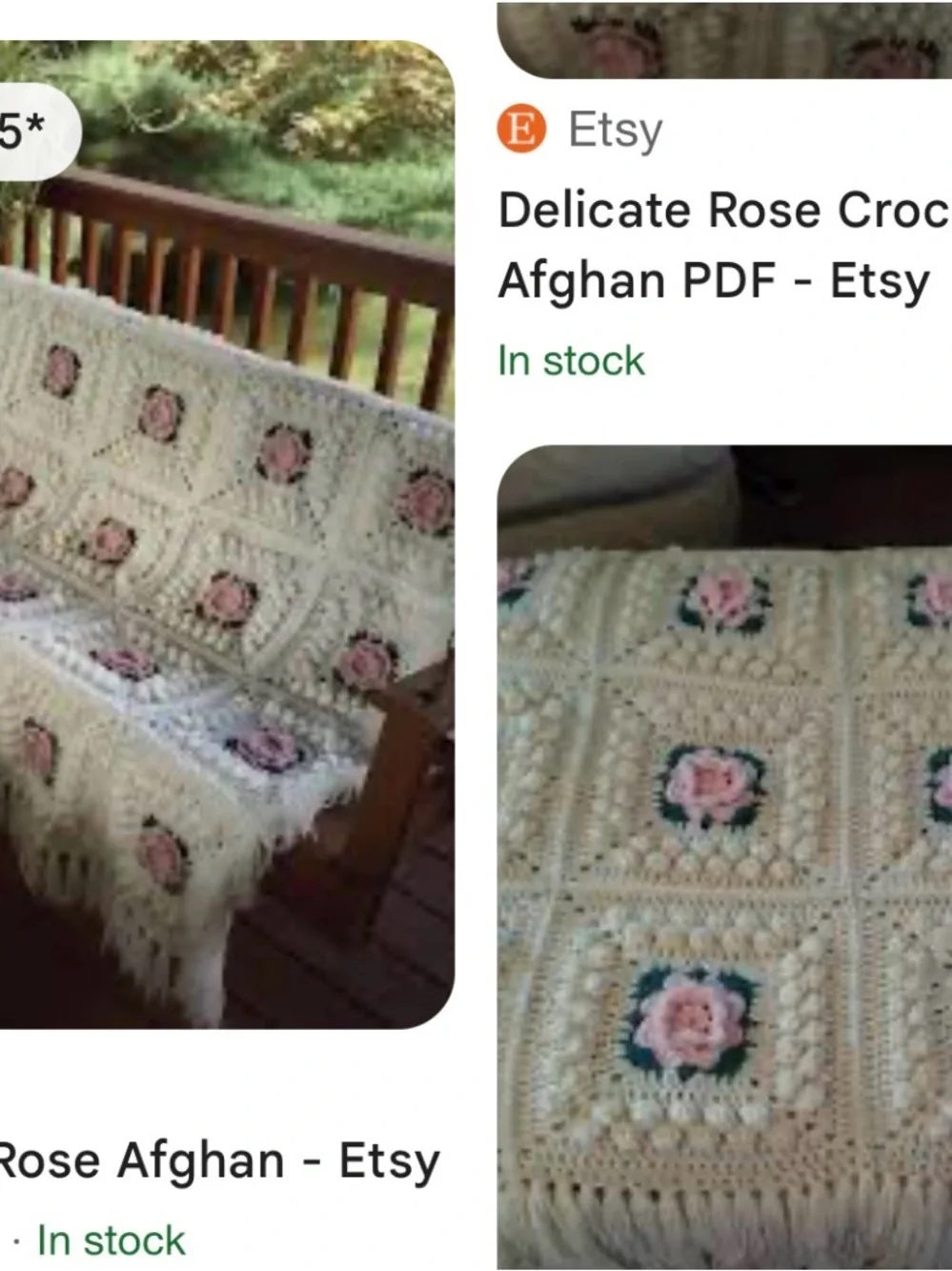 Handmade Cream Crochet Blanket with Peach Floral Squares